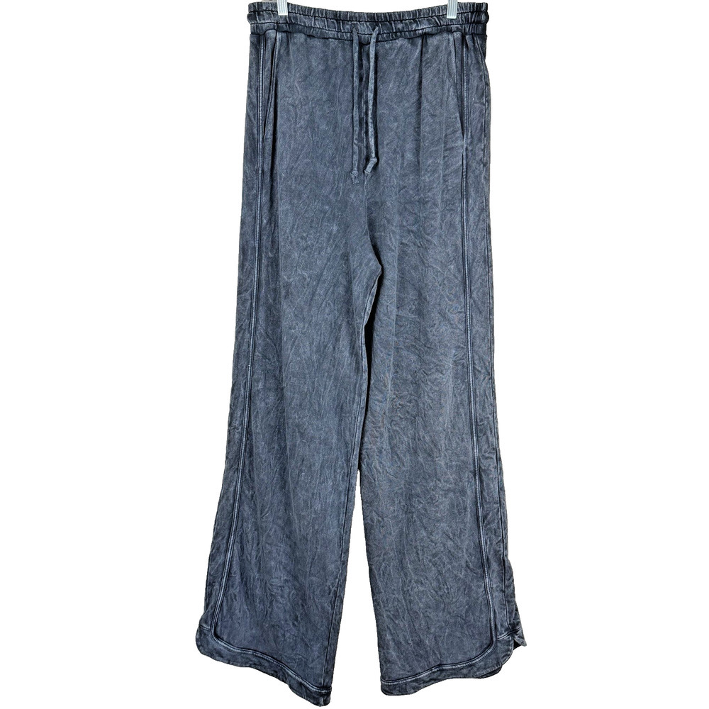 Three Bird Nest So Comfy Wide Leg Pant Size XL 37" Inseam Blue French Terry NEW
